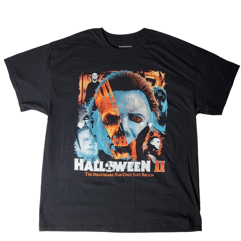 Halloween II Michael Myers Graphic T-Shirt Men XL Black Horror Movie Slasher Tee